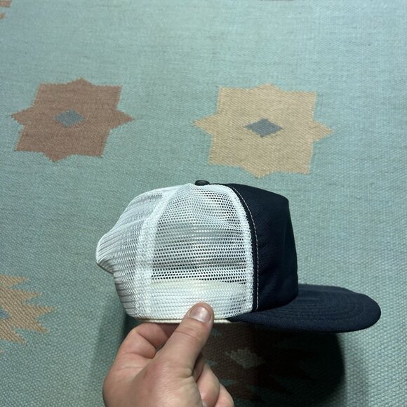 Vintage 80s trucker hat mesh cap new era 2 tone blank black white made in USA - Picture 8 of 8